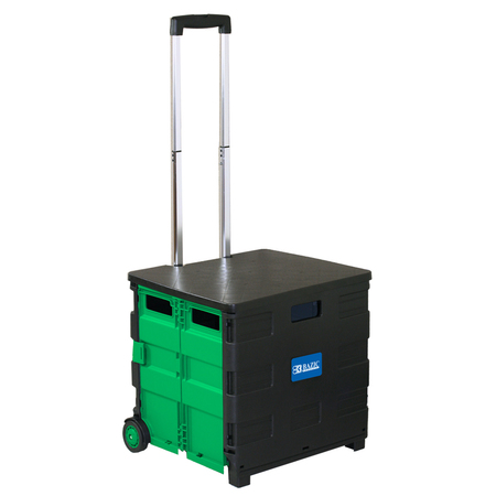 Bazic BAZIC® Folding Cart on Wheels w/Lid Cover, 16 x 18 x 15in, Black/Green 2198